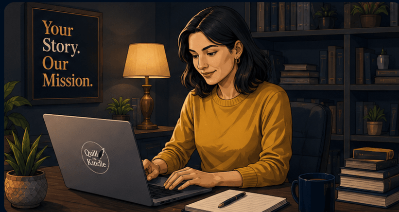 Author working on laptop
